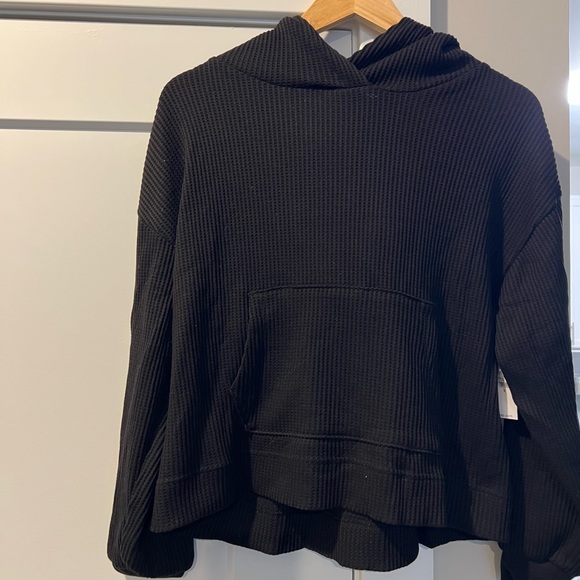 Gap Black Waffled Hoodie, Size S (with tags) - Picture 2 of 3